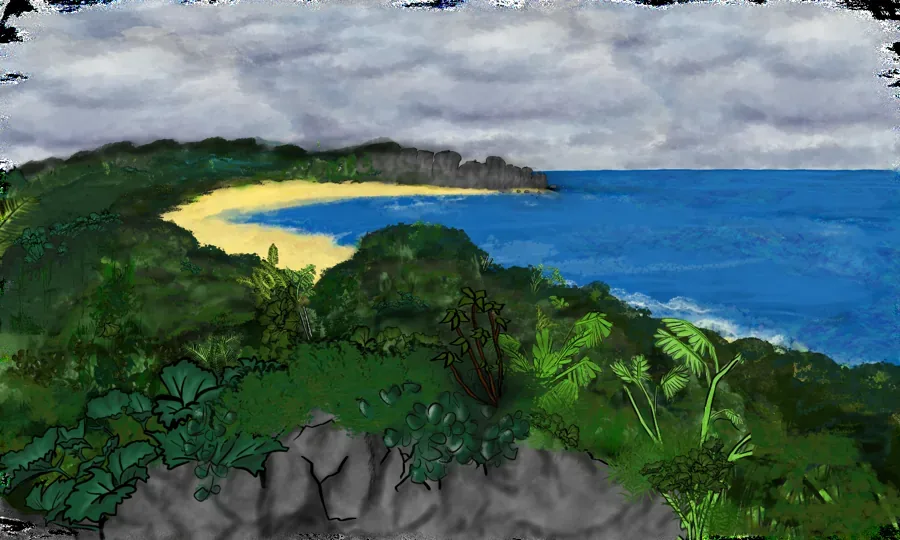 Die einsame Insel-Bucht, Schauplatz des Mordfalls